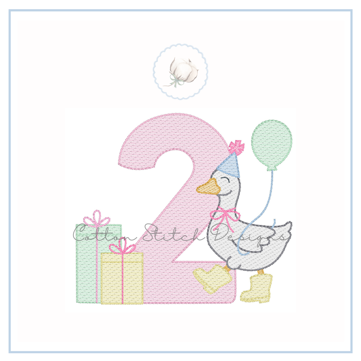 Birthday Spring Goose Two Sketch Embroidery Design