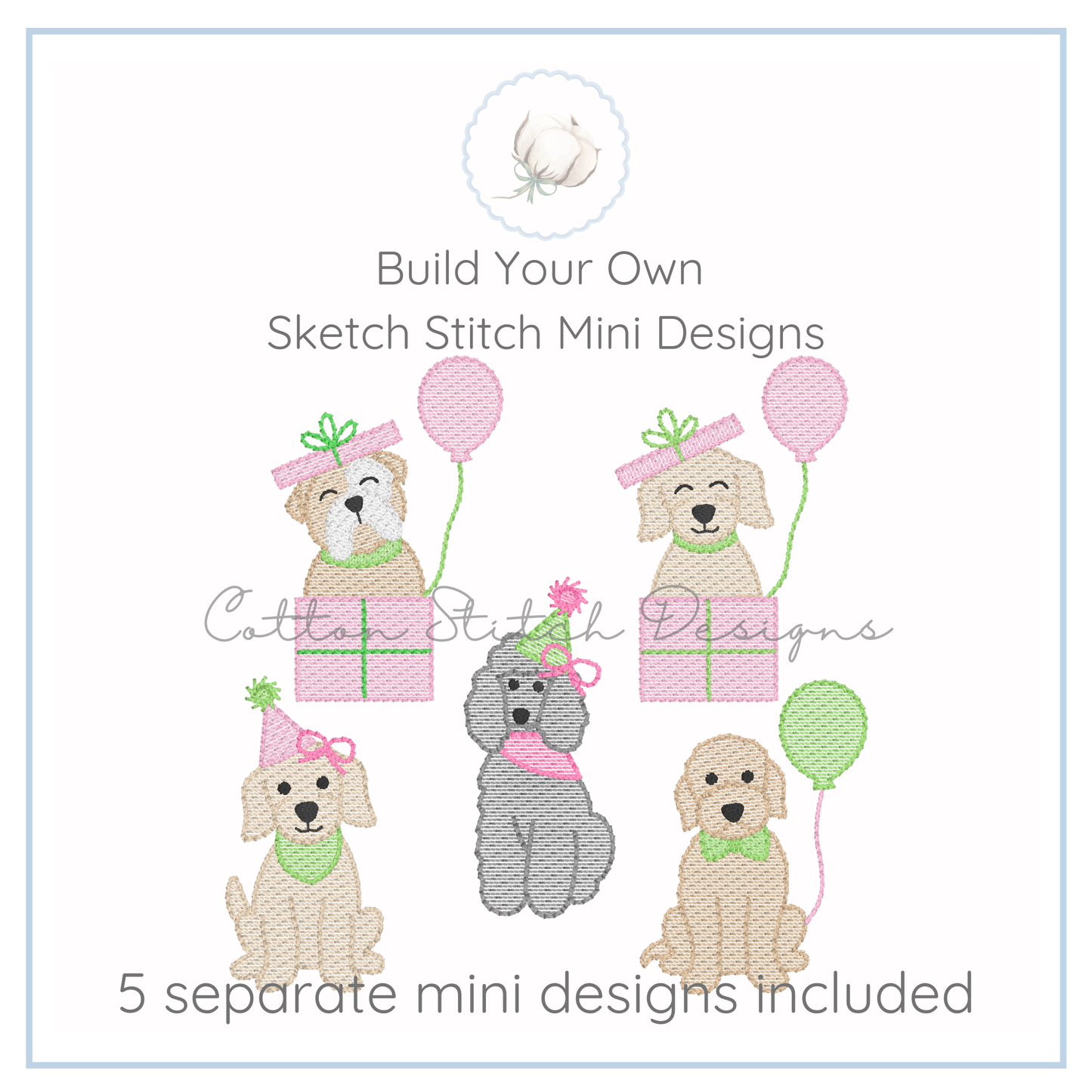 Build Your Own Puppy Party Mini Embroidery Designs