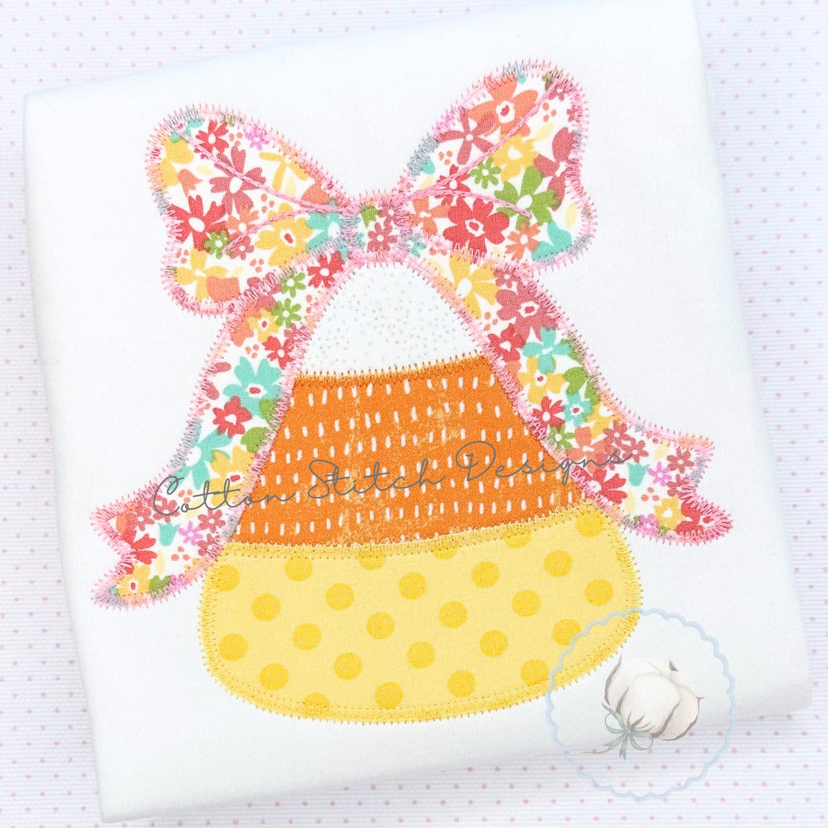 Candy Corn Bow Zig Zag Applique Embroidery Design