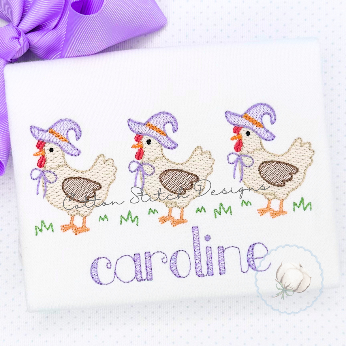 Chicken Witch Trio Sketch Embroidery Design
