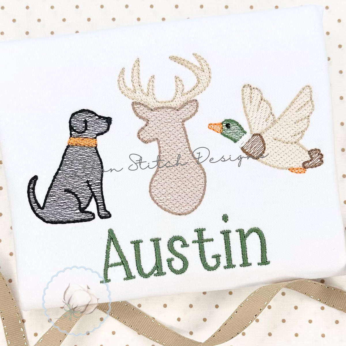 Dog Deer Mallard Trio Embroidery Design