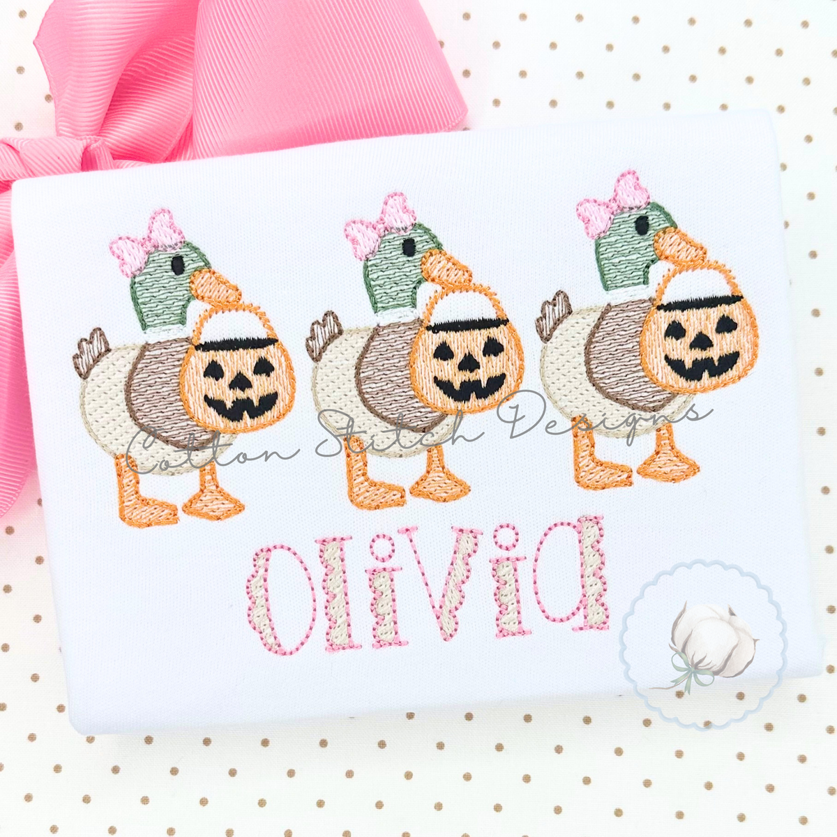 Halloween Mallard Duck Bow Trio Embroidery Design