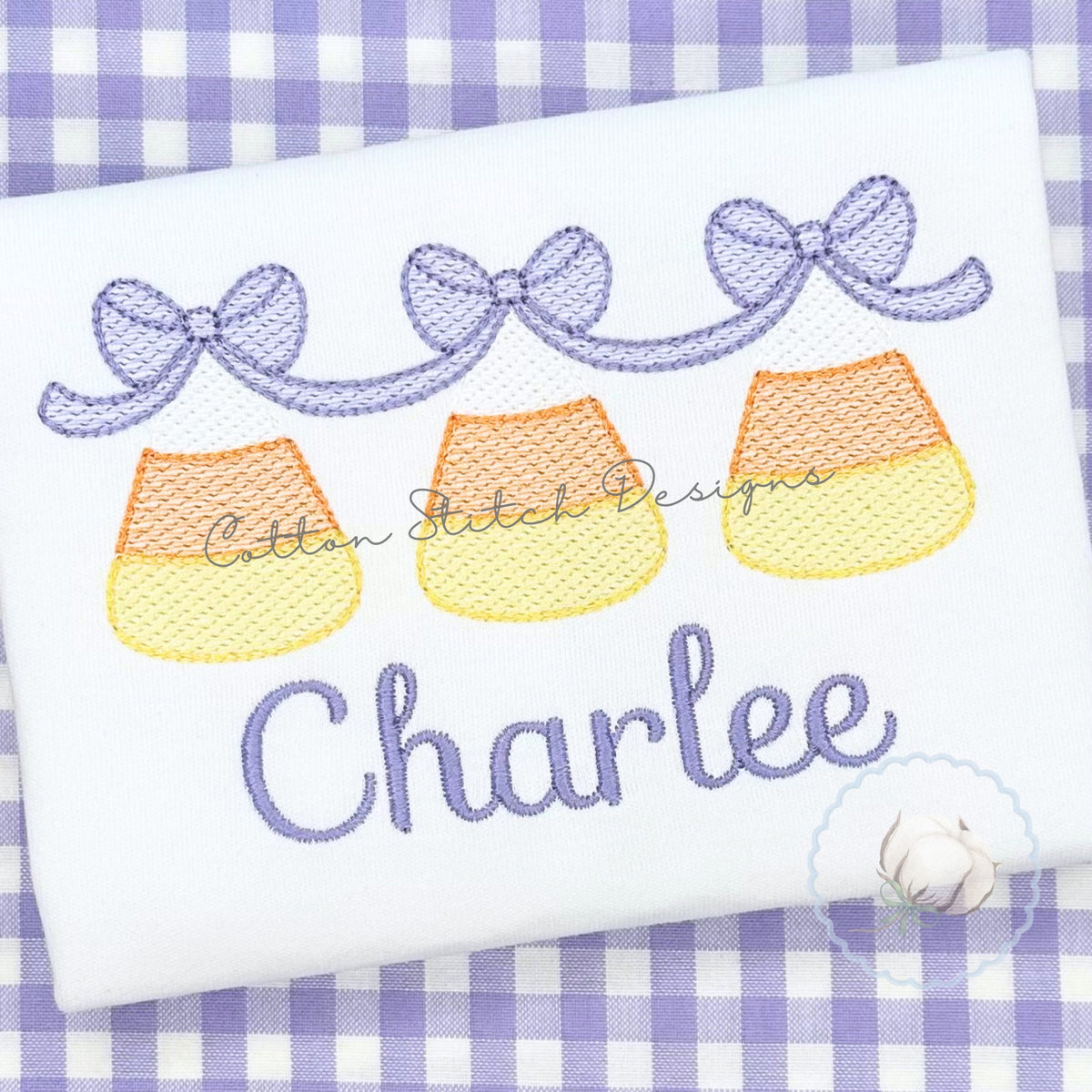 Hanging Candy Corn Sketch Embroidery Design