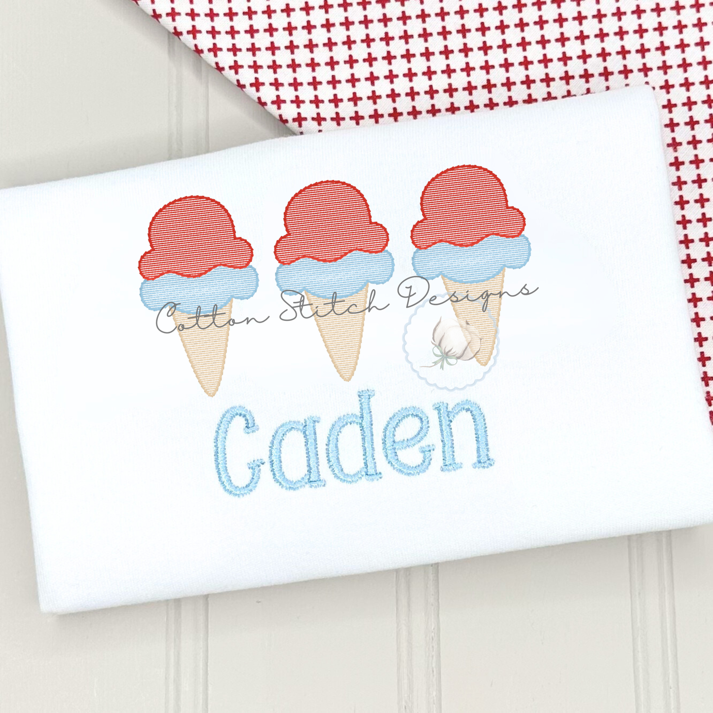Ice Cream Trio Embroidery Design