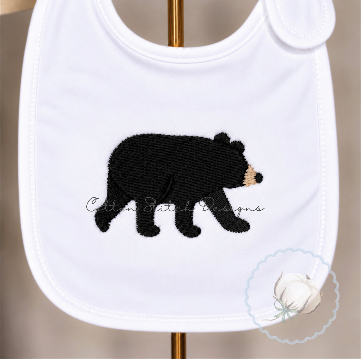 Mini Black Bear Fill Stitch Embroidery Design
