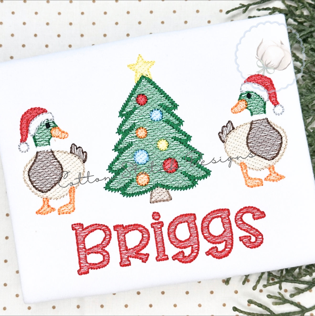Mallard Christmas Tree Embroidery Design