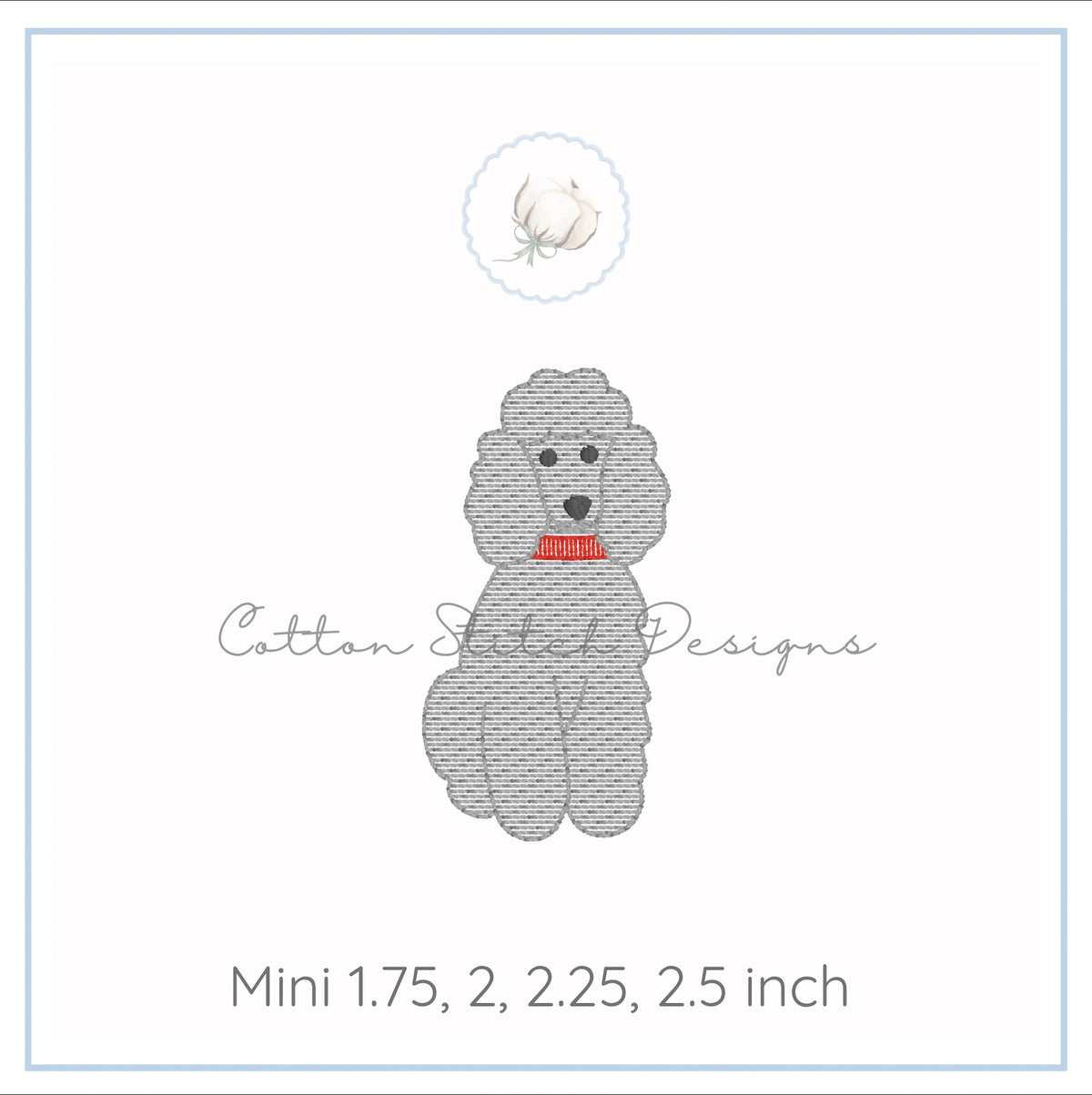 Mini Poodle Sketch Embroidery Design