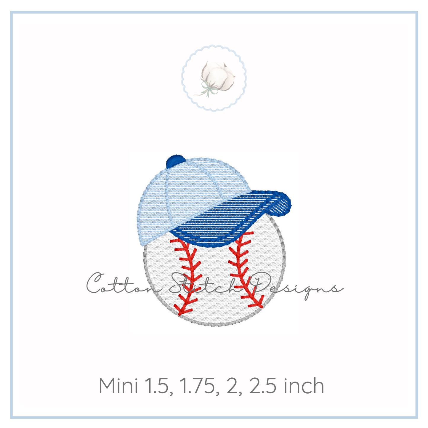 Mini Baseball with Hat Sketch Embroidery Design
