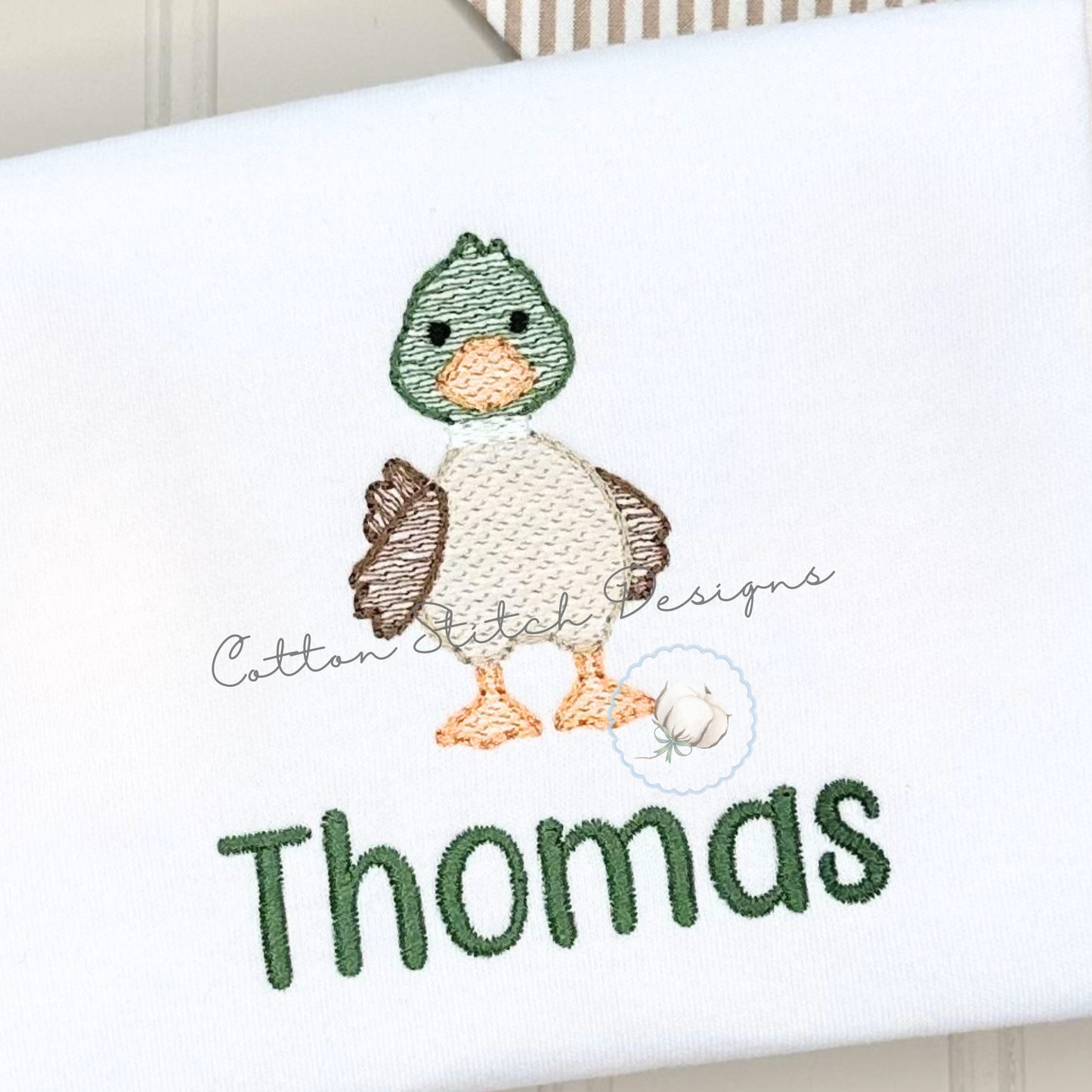 Mini Cute Mallard Duck Sketch Embroidery Design