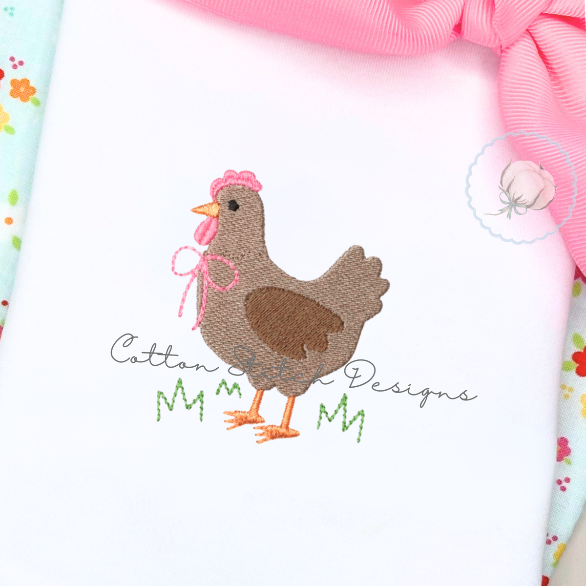 Mini Farm Hen Chicken Fill Stitch Embroidery Design