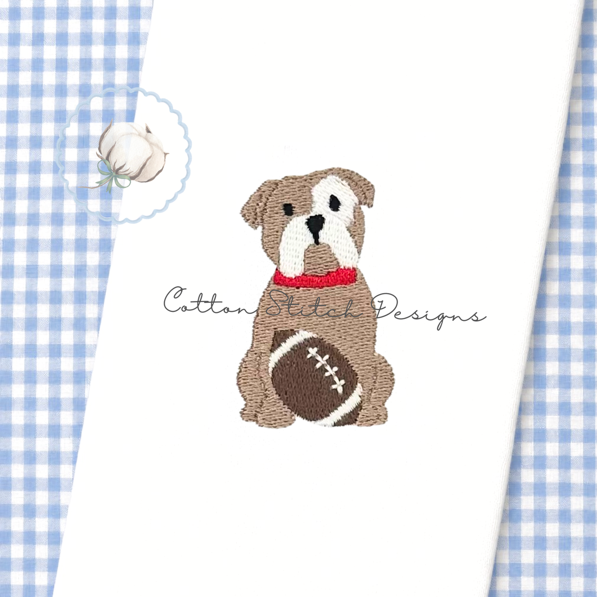 Mini Football Bulldog Fill Stitch Embroidery Design