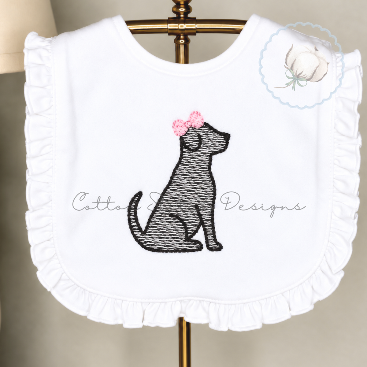 Mini Girl Dog Sketch Embroidery Design