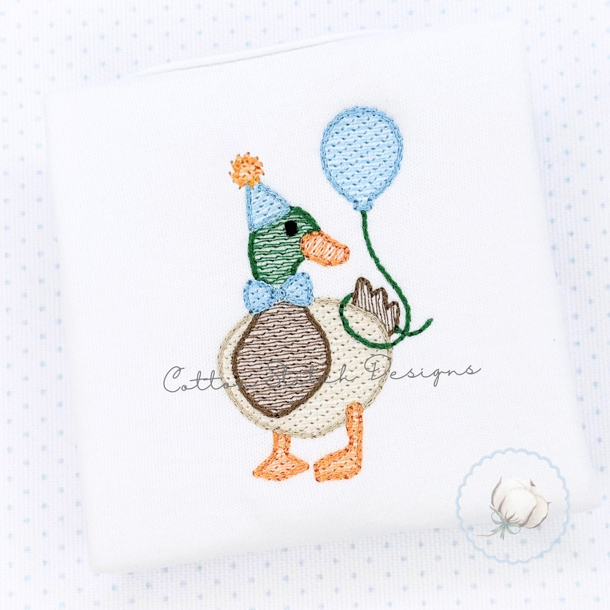Mini Party Mallard with Balloon Embroidery Design