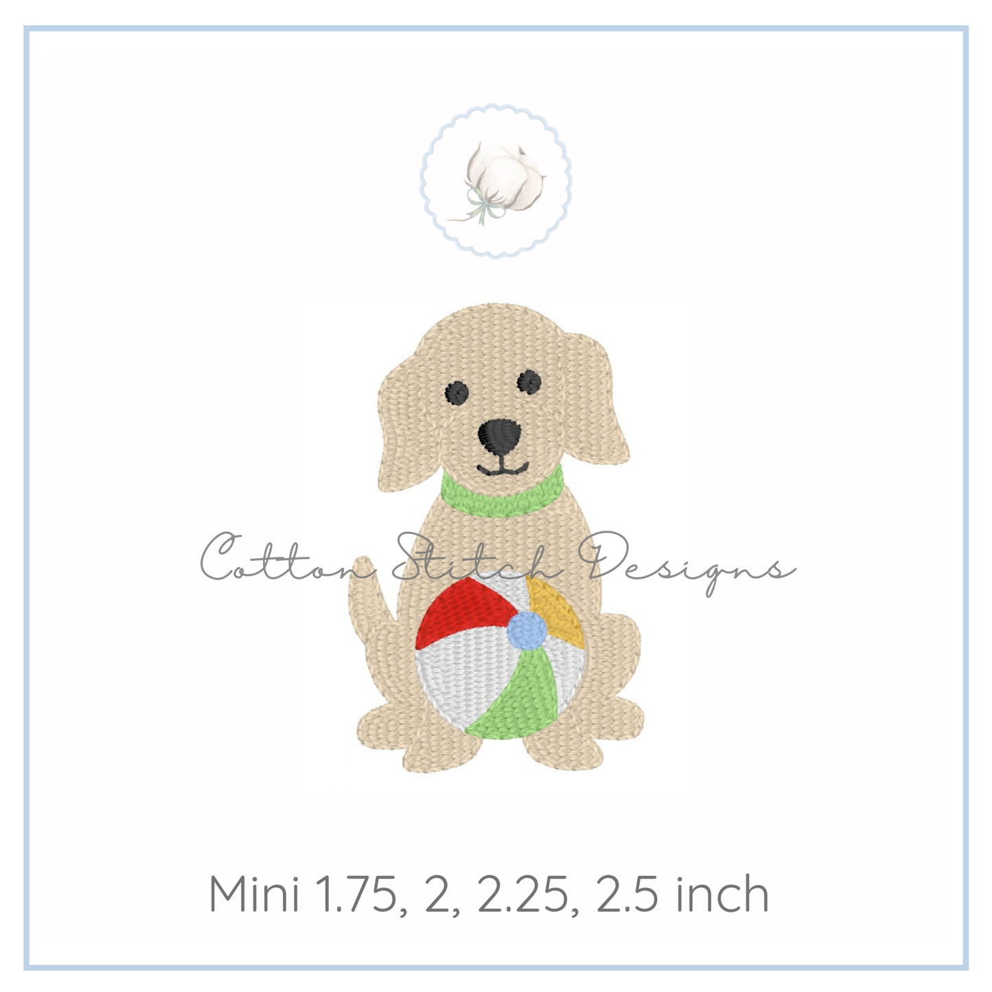 Mini Pool Puppy Fill Stitch Embroidery Design