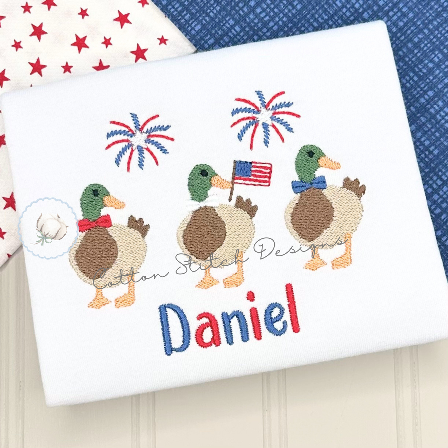 Patriotic Mallard Trio Fill Stitch Embroidery Design
