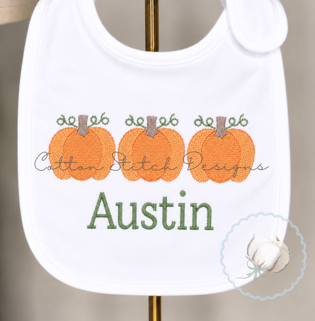 Pumpkin Trio Fill Stitch Embroidery Design