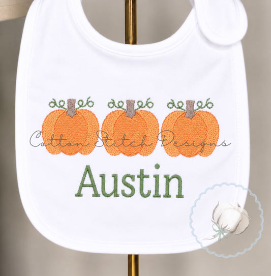 Pumpkin Trio Fill Stitch Embroidery Design