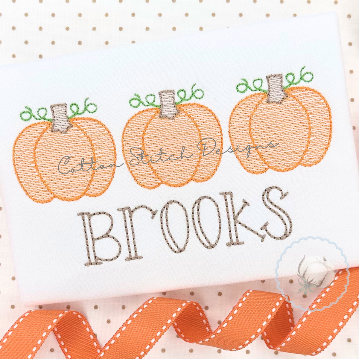 Pumpkin Trio Embroidery Design