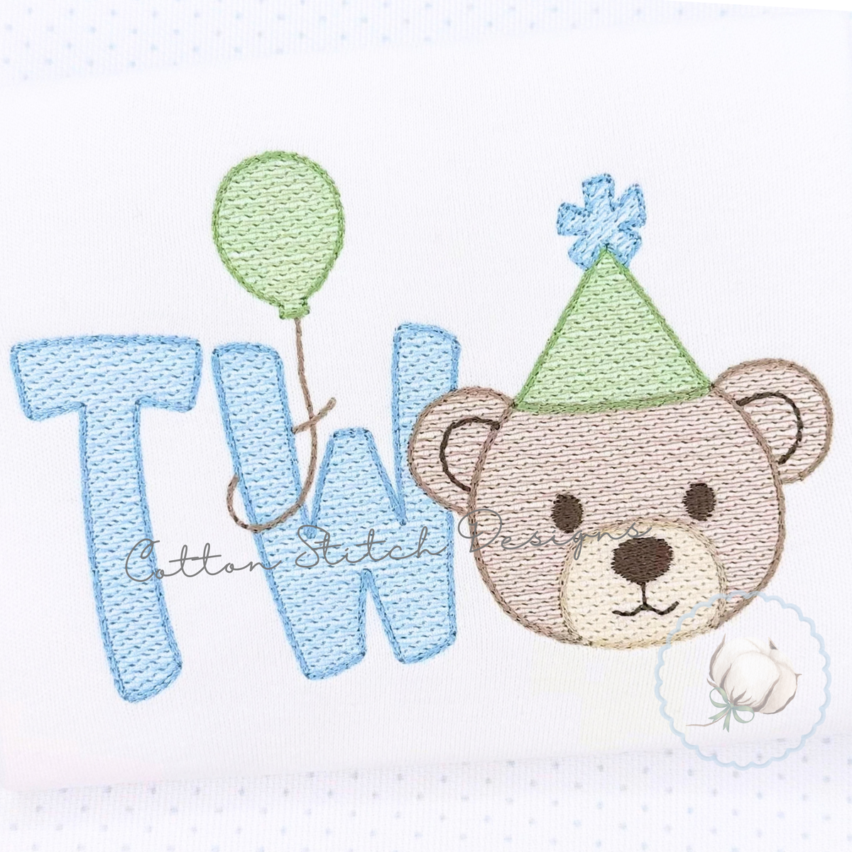 Teddy Bear Birthday Two Embroidery Design