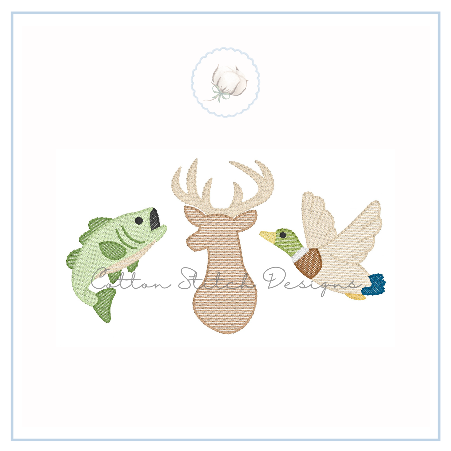 Bass Deer Mallard Trio Embroidery Design