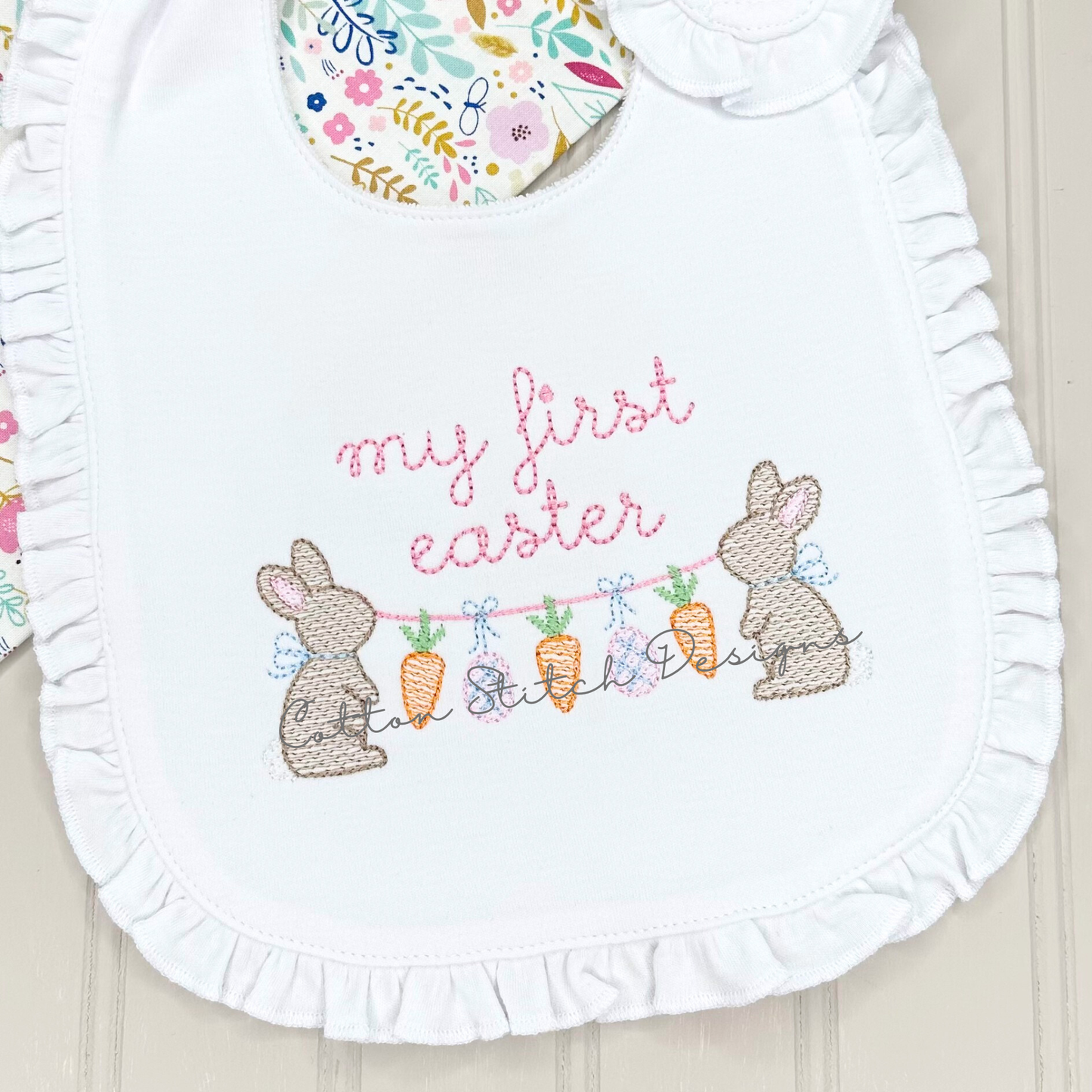Bunny Easter String Sketch Embroidery Design