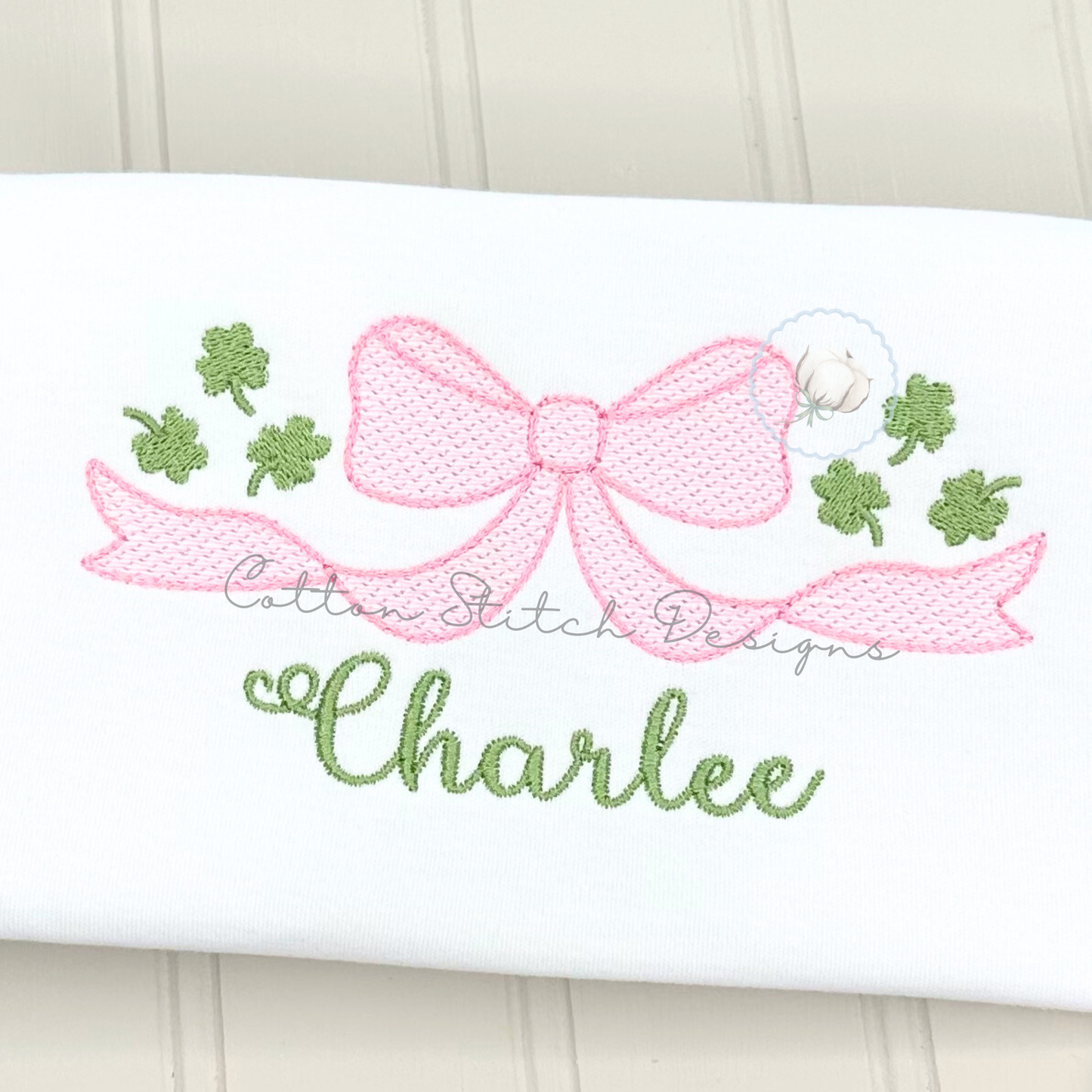 Irish Shamrock Bow Sketch Embroidery Design