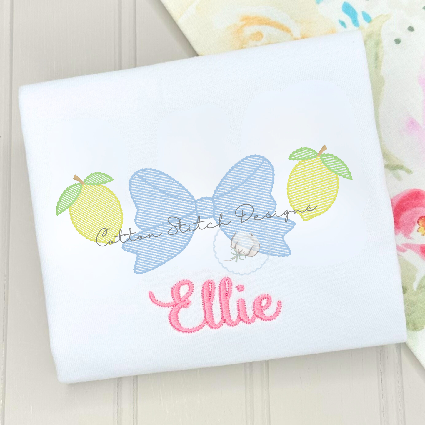 Lemon Bow Embroidery Design