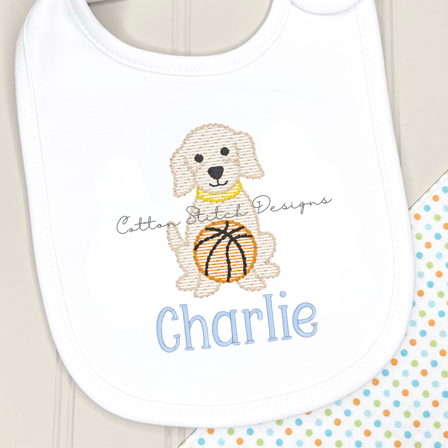 Mini Basketball Puppy Sketch Embroidery Design