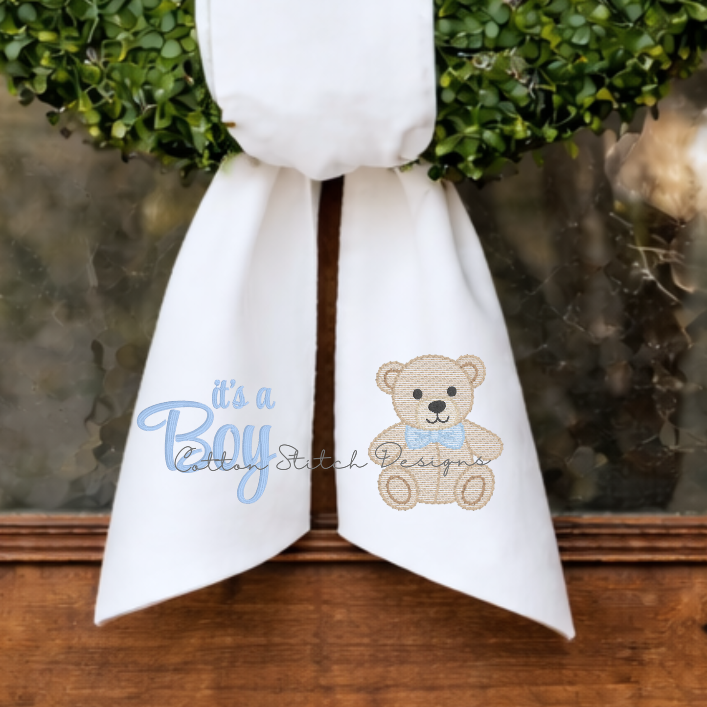 Teddy Bear with Bow Tie Embroidery Design