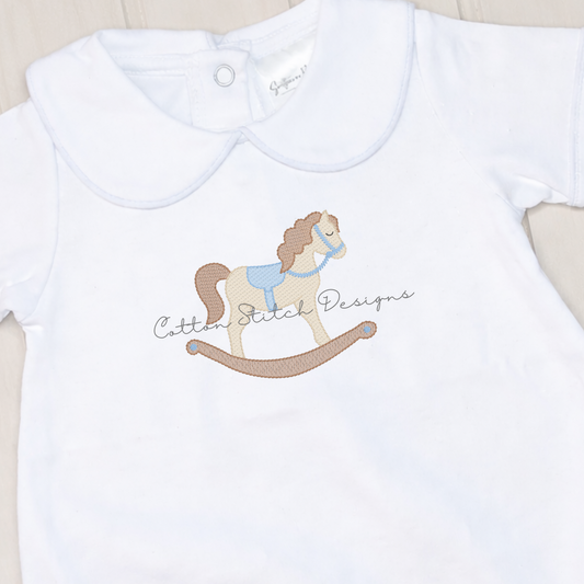 Mini Rocking Horse Sketch Embroidery Design