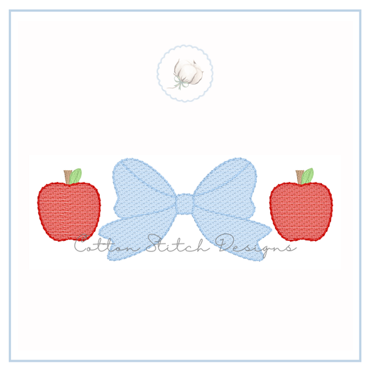 Apple Bow Embroidery Design