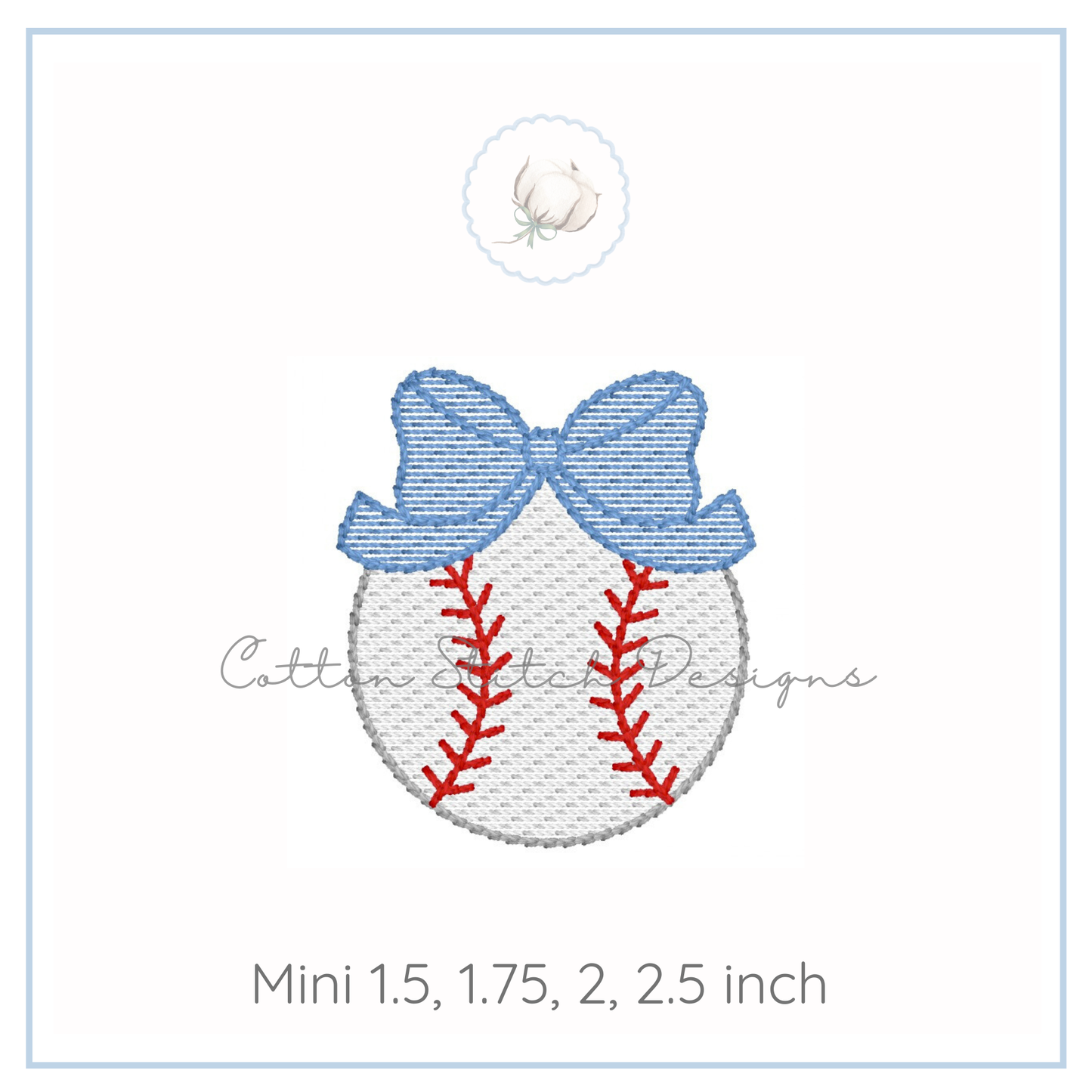 Mini Baseball Bow Embroidery Design