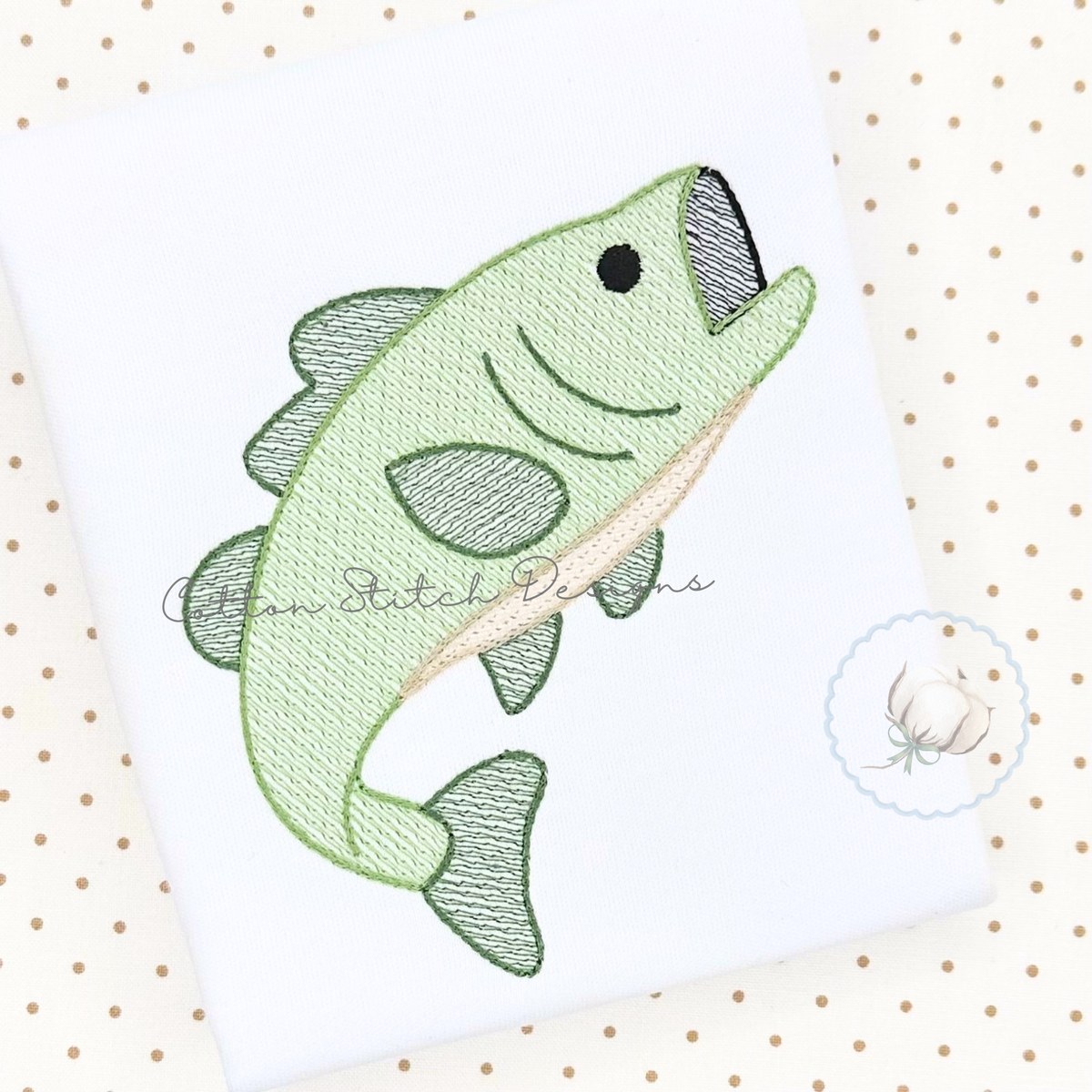Bass Fish Sketch Stitch Embroidery Design