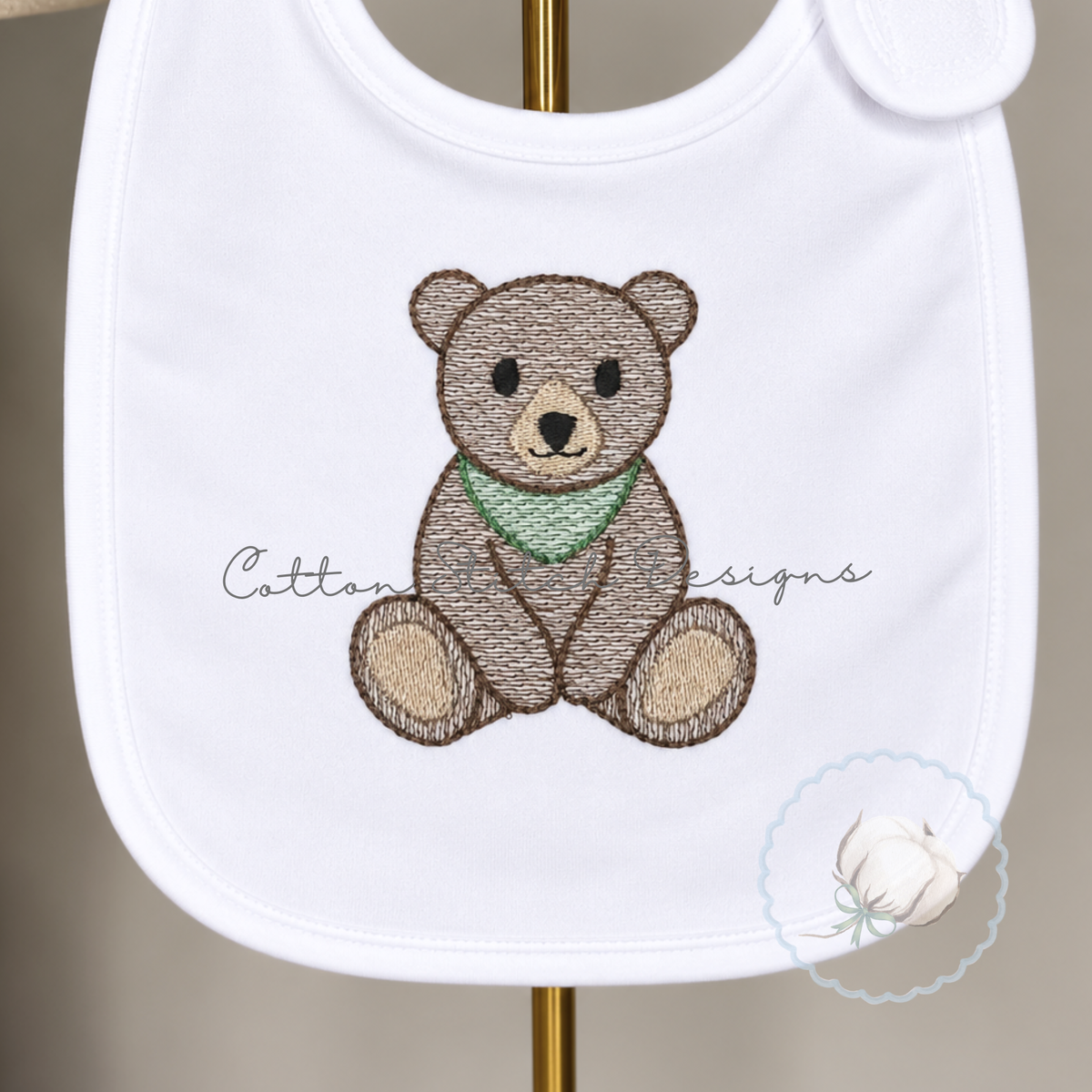 Mini Bear Cub with Bandana Embroidery Design