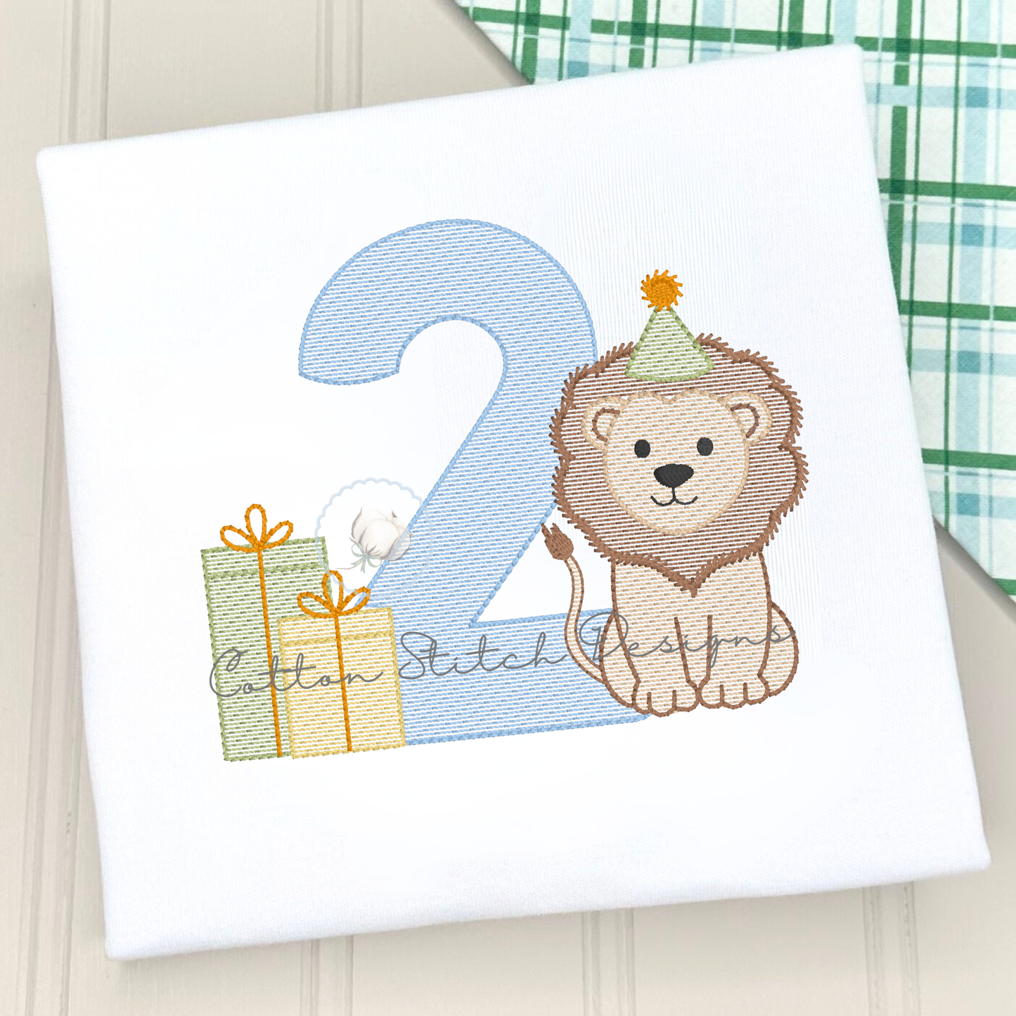 Birthday Lion Number Two Embroidery Design