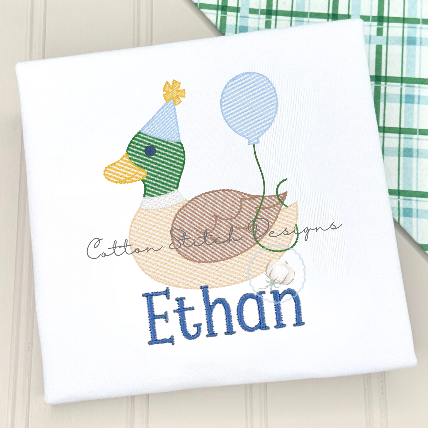 Mallard Duck Birthday Embroidery Design