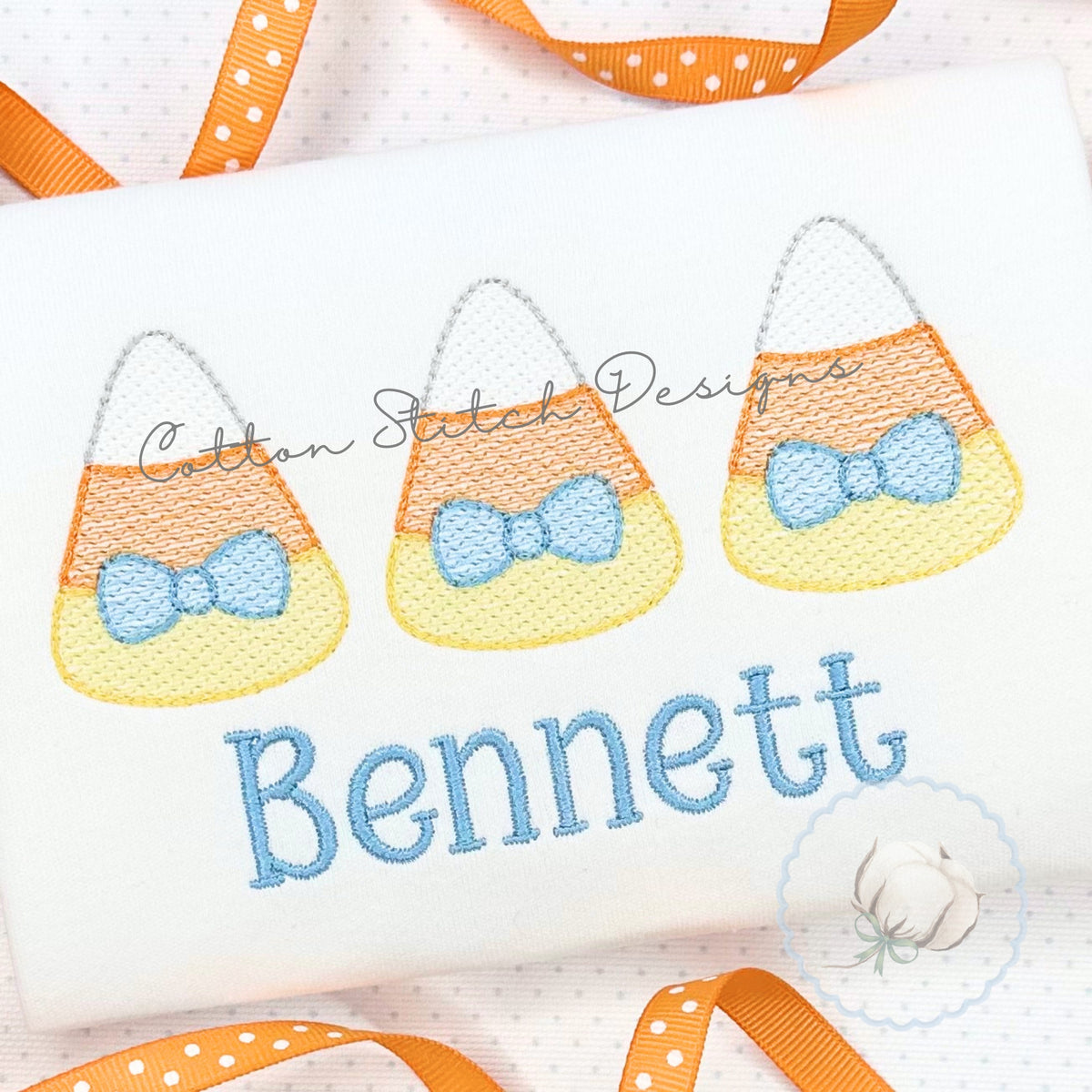Candy Corn Bow Tie Trio Embroidery Design