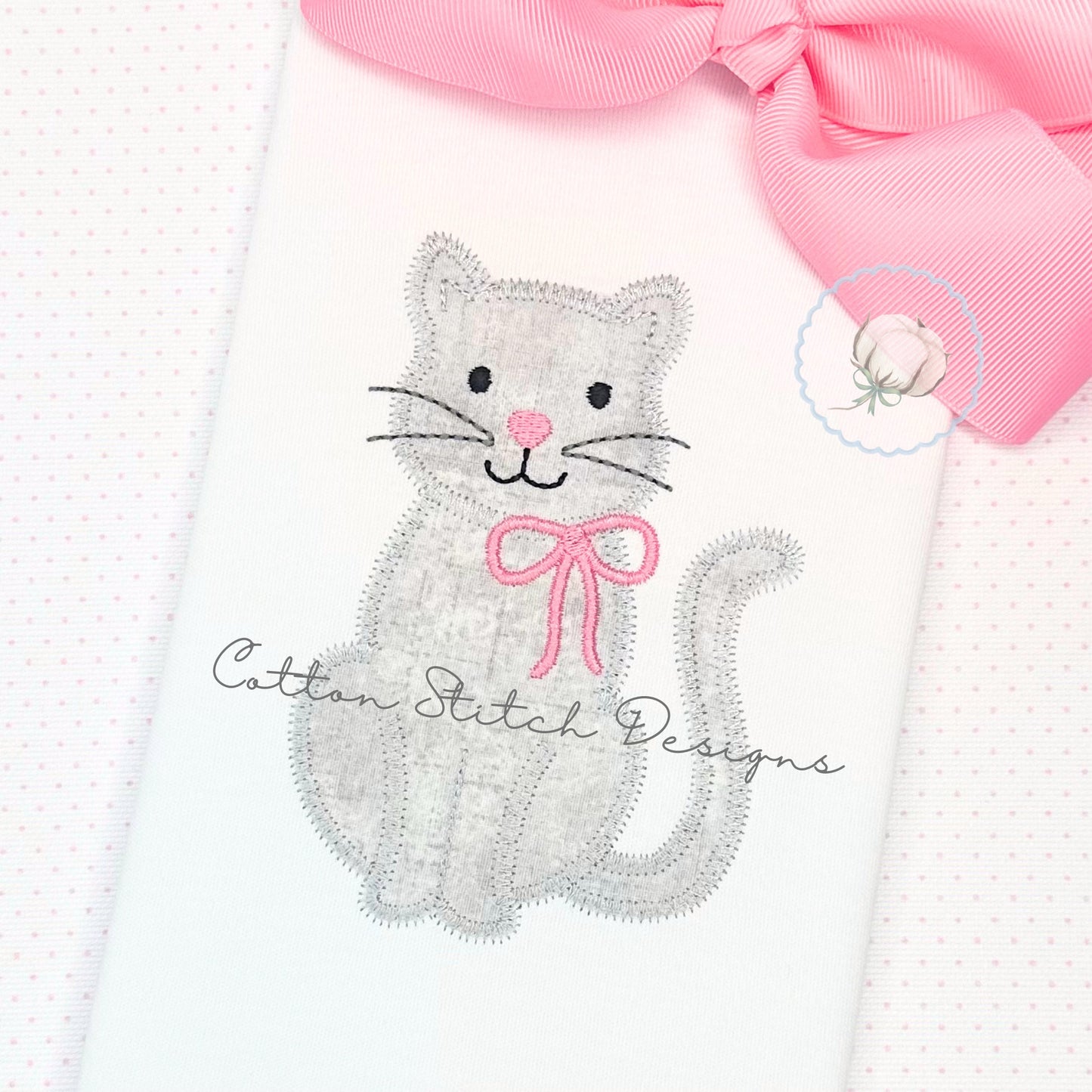 Cat Zig Zag Applique Embroidery Design