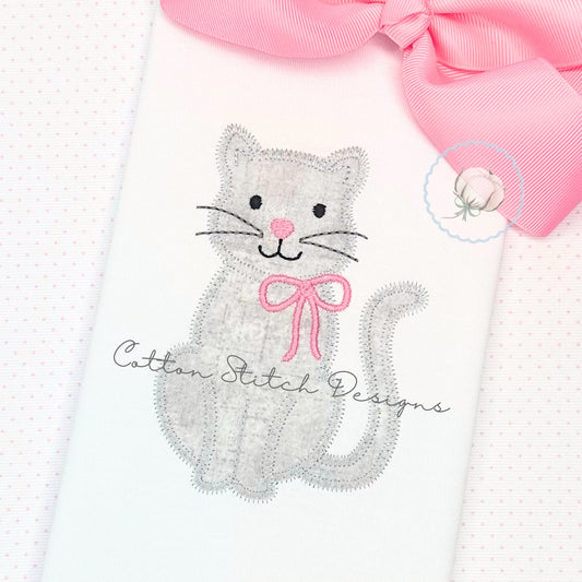 Cat Zig Zag Applique Embroidery Design