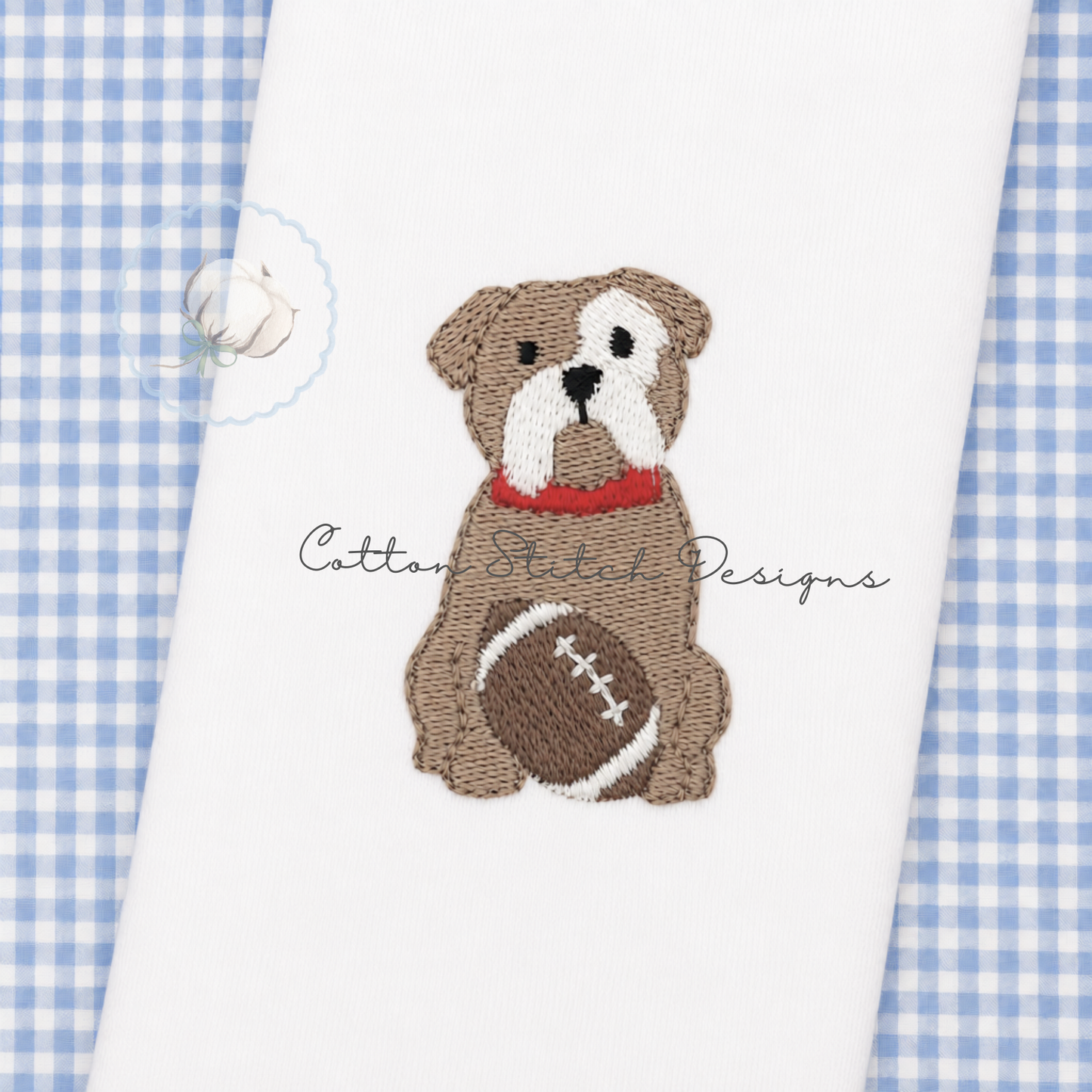 Mini Football Bulldog Fill Stitch Embroidery Design