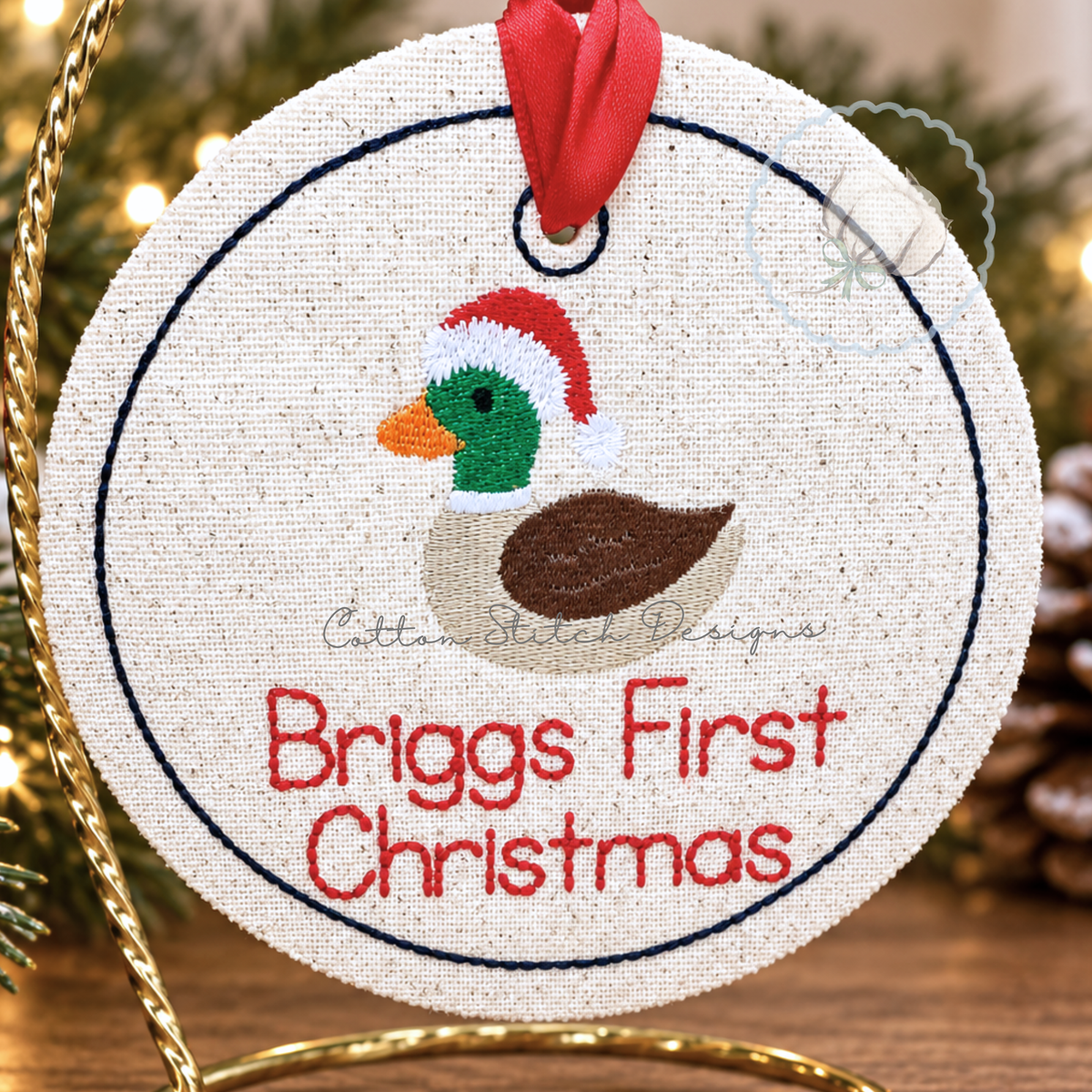 Mini Santa Mallard Duck Fill Stitch Embroidery Design