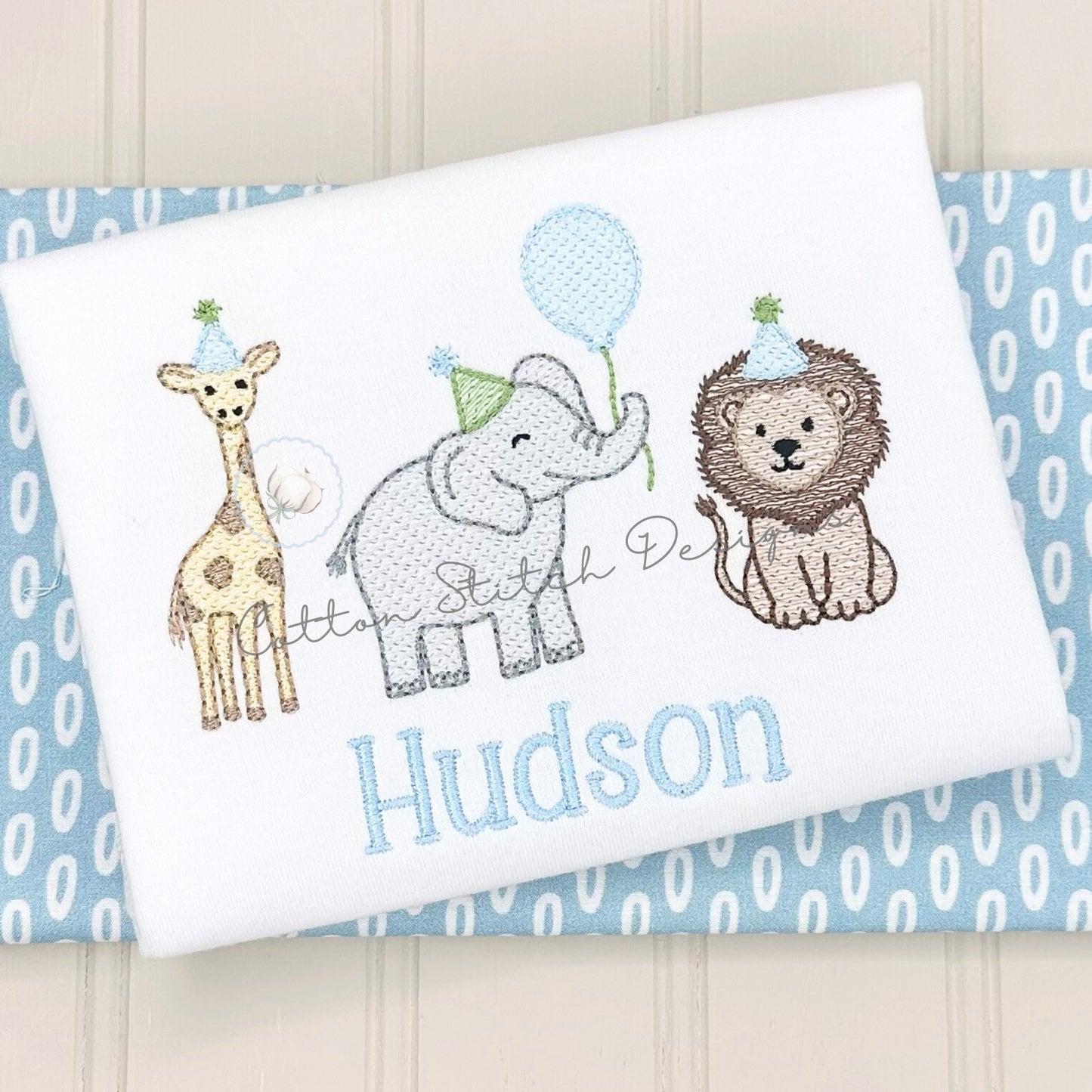 Zoo Animal Birthday Trio Embroidery Design