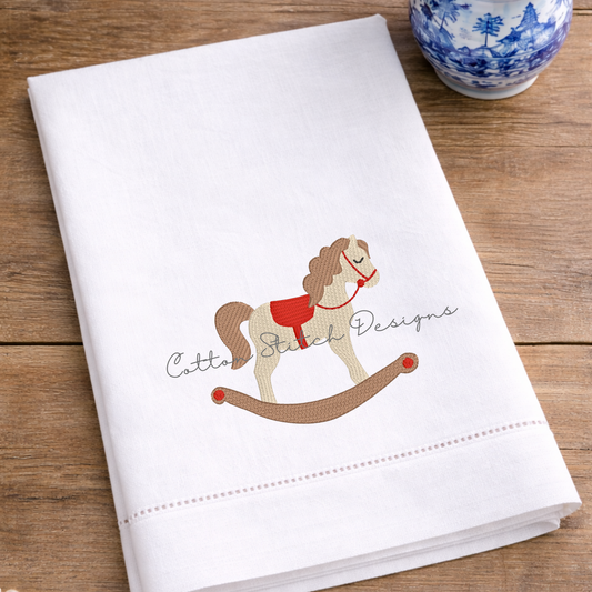 Mini Rocking Horse Fill Stitch Embroidery Design