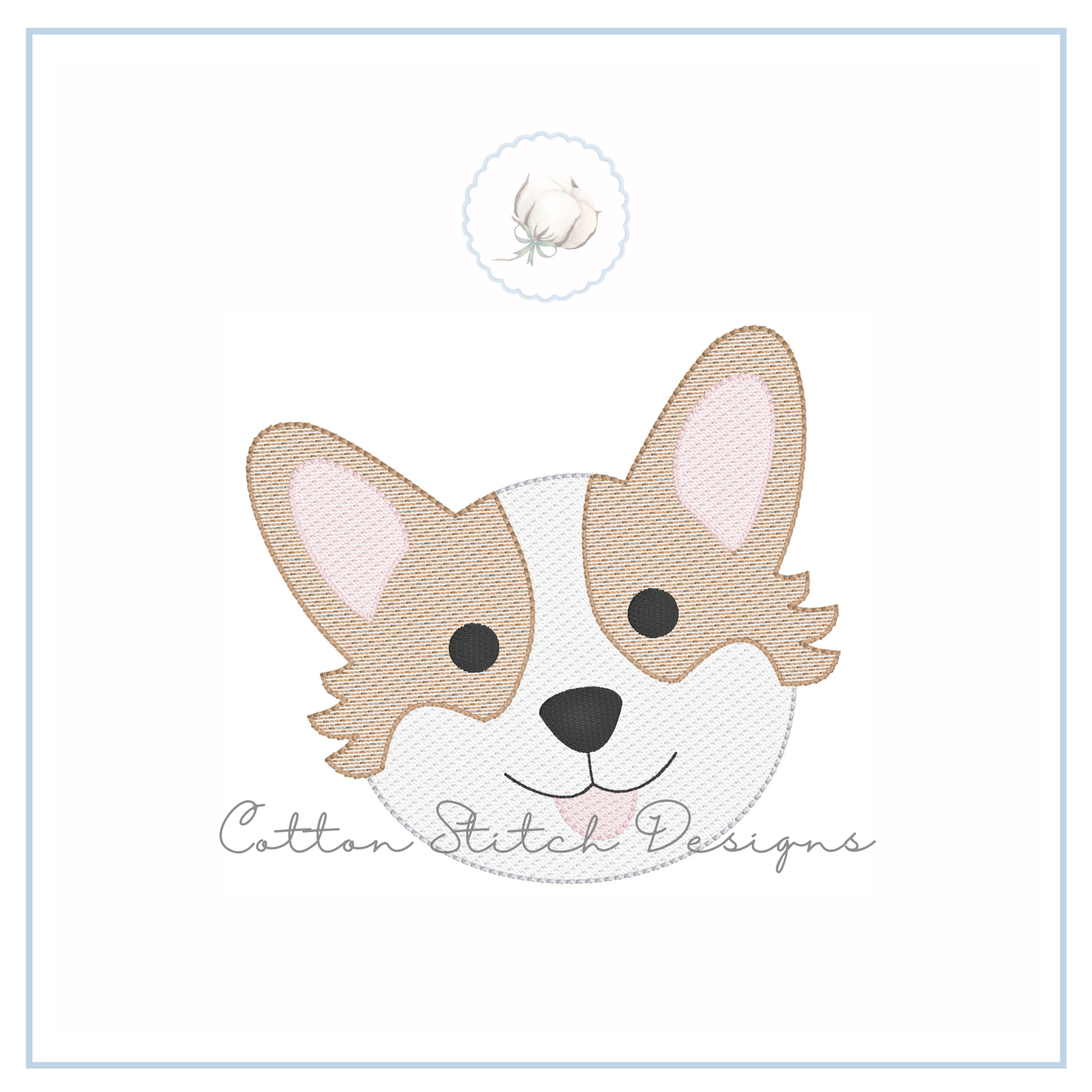 Corgi Puppy Sketch Embroidery Design