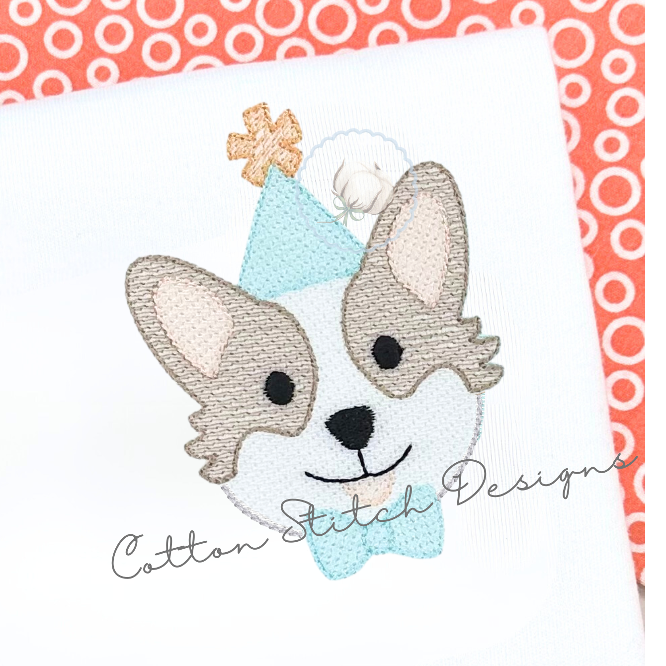 Corgi Puppy Birthday Embroidery Design