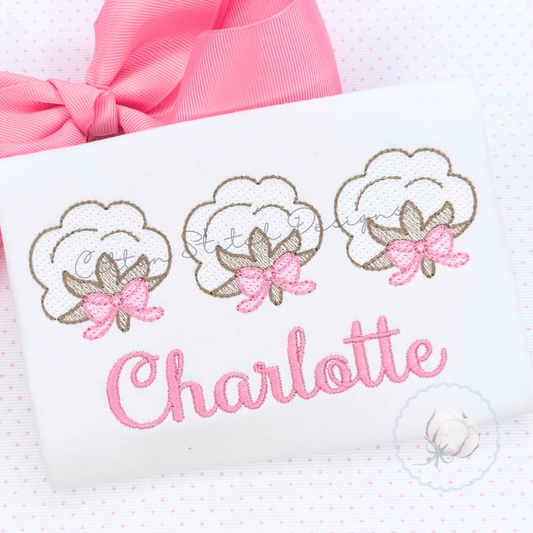 Cotton with Bows Trio Embroidery Design