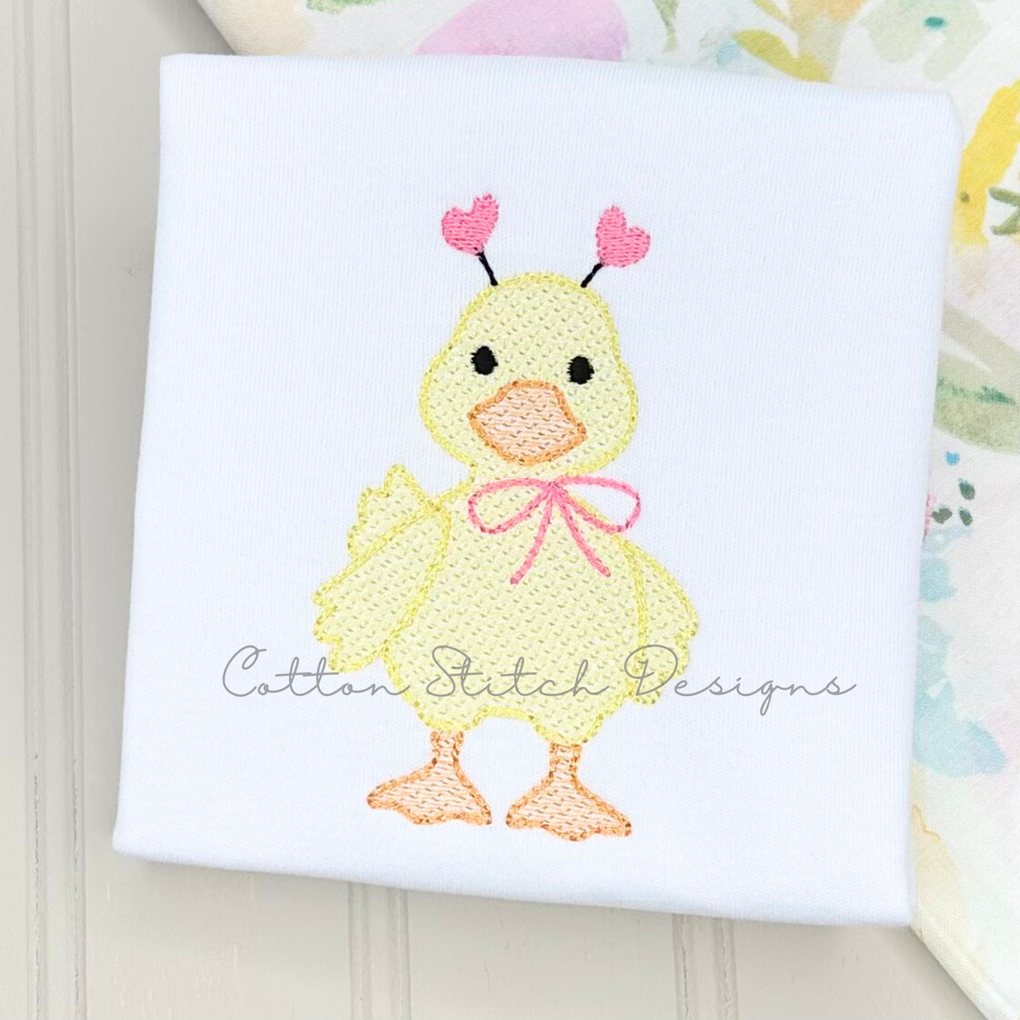 Cute Valentine Duck Sketch Embroidery Design