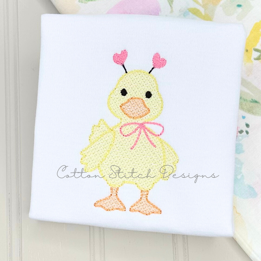 Cute Valentine Duck Sketch Embroidery Design