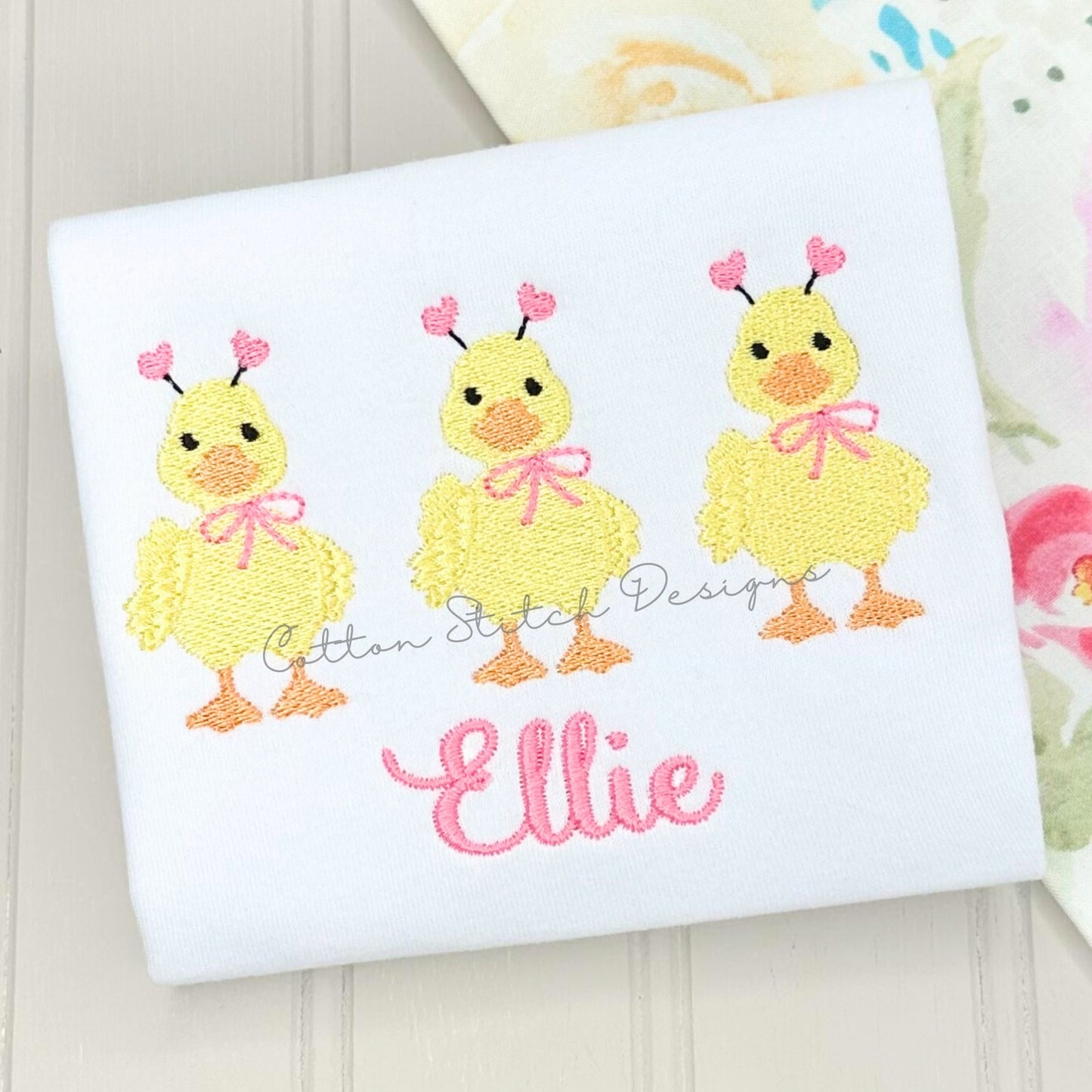 Cute Valentine Duck Trio Fill Stitch Embroidery Design