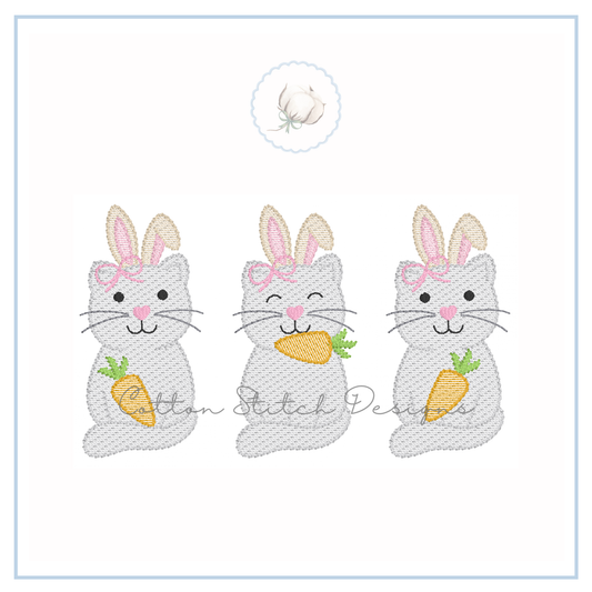 Easter Girl Kitten Trio Embroidery Design